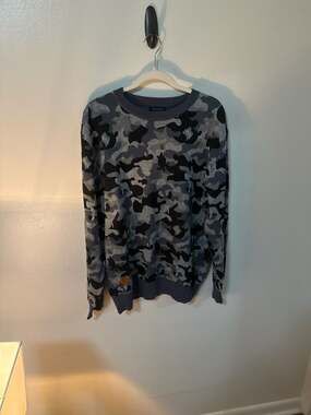 Simply Southern Gray Camouflage Crewneck Knit Sweater XXL